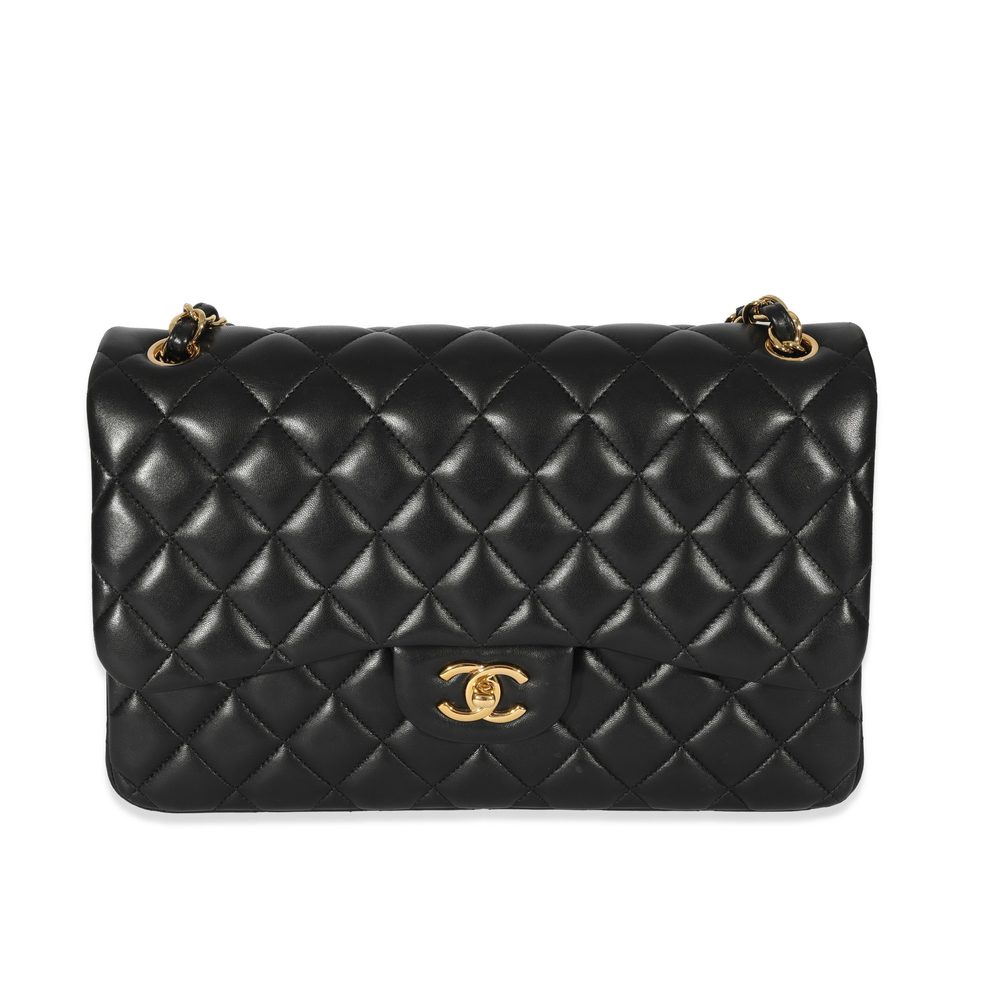 Chanel Black Lambskin Classic Jumbo Double Flap